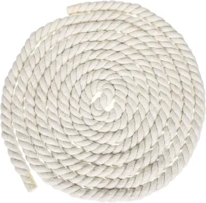 15mm Beige Cotton Rope 3 Strand Heavy Duty Twisted Braided Thick Utility Cord for Tug of War Clothesline Outdoor DIY Decor