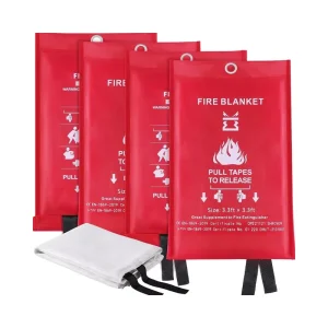 1M X 1M White 100% Polyester Fire Blanket for Home Kitchen & Car Emergency Flame Retardant Fire Survival