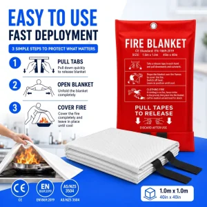 1x1m Fiberglass Fire Blanket EN1869 Kitchen Fireproof Emergency Safety Blanket