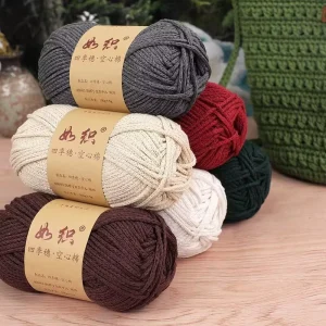 2mm 65% Cotton Polyester Braided Macrame Cord Hollow Knitted Round Rope Yarn for Crocheting Bag Basket Cushion
