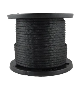 3/8 Inch Black Spool Packing Low Stretch Rope Industrial Grade High UV and Abrasion Resistance Polyester Solid Braid Rope