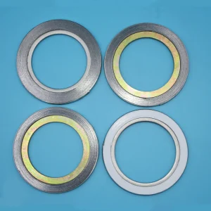 304 Stainless Steel Spiral Wound Gasket with Inner Ring Flat Metal Wrap Gasket Seal with PTFE and Graphite Material