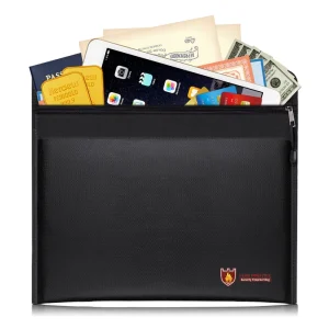 A4 Document Holder Waterproof Fireproof Zipper Pouch for Safe Storage Money Bag with Fireproof and Waterresistant Features