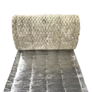 Aluminium Foil Wire Mesh Rock Wool Blanket Low Chloride Anti Rust Fire Resistant Soundproof Building Insulation Roll