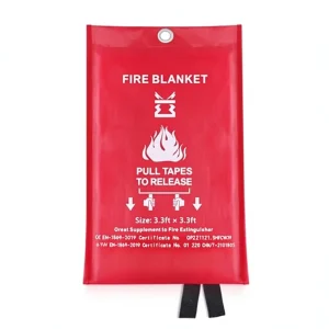 BAOAN FB01 BA Red 39 X 39 Durable Flexible Fiberglass Emergency Fire Blanket for Kitchen Fire Suppression Home School Use