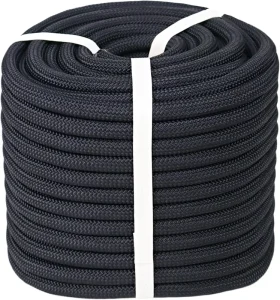 Braided Climbing Rope (1 2 X 100 Ft) Strong Arborist Rigging 48 Strands Tree Work Climbing Pulling Sailing Black Polyester 12mm