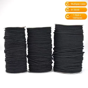 Braided Polyester Latex Elastic Round Cord Black Elastic Round Rope for Clothing Drawstring Shoelaces