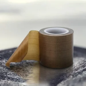 Brown 19mm 0.2mm Anti stick PTFE Fiberglass High Temperature Heater Seal Tape Roll