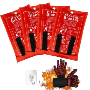 CE EN 1869 Certified Emergency Fire Blanket 1m X 1m 100% Fiberglass Flame and Heat Resistant Safety Blanket for Kitchen