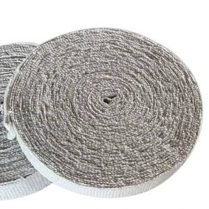 CFT Thermal Insulation Plain Woven Ceramic Fiber Tape SS Wire 1050C Working Temperature 25 100mm Width Options