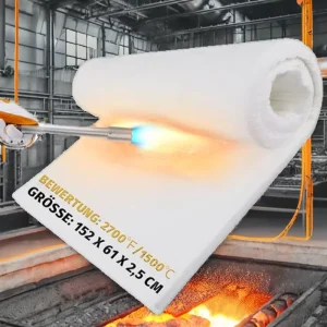 Ceramic Fiber Insulation Blanket 1500C 2700F (152x61x2.5 Cm) Fireproof Refractory Grade Low Density 128 Kg/m