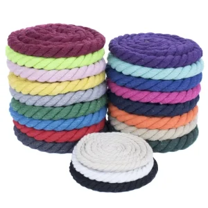 Custom Size 1-20mm Braided 3 Strand 100% Cotton TPU Crystal Eco-friendly Round Dog Leads Rope with Plastic End 1m Length