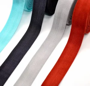 Custom Width Black Herringbone Pattern Thin Spandex Binding Tape Polyester Twill Elastic Webbing for Clothing