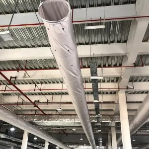 Customized Industrial Style Flexible Ventilation Duct Mildew Proof 100%FR Polyester Fabric Graphic Design Warranty