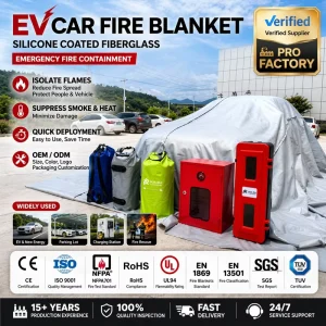 EN1869 Standard Fiberglass Car Fire Blanket Silicone Rubber Coated For Vehicle Fire Control