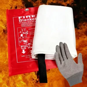 Emergency Fire Blanket Set Waterproof Water Resistant Satin Fabric Heat Insulation Flame Retardant 100% Fiberglass