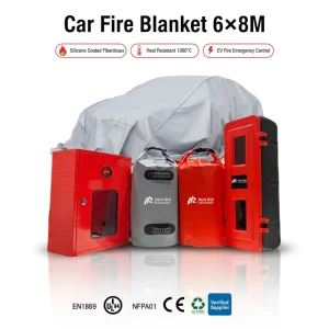 Emergency Vehicle Fire Cover 6*8M / 6*9M Silicone Coated Fiberglass Blanket for Electric Car Safety