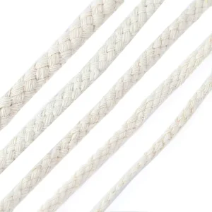 Factory Custom 8 Strand White Cotton Rope 4mm-10mm Handmade DIY Decorative Drawstring Coated Hollow Braided Handheld Rope