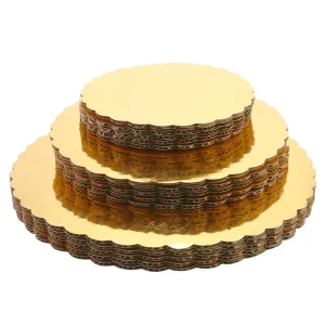 Factory Direct 3mm Gold Lace Corrugated Sheet Round Cake Tray and Mat with Bowls Plates Corrugated Paper Cake Base