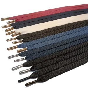 Factory Direct Supply Color Hollow Flat Rope with Metal Head for Waist Bullet Hat Sweater Garment Use Wax Rope