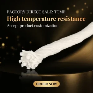 Factory Direct TCMF-CM102 Custom Ceramic Fiber Twisted Rope COM Grade Heat Resistant Insulation Filtration 1050C Working Fiber