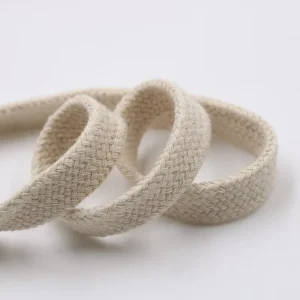 Factory Flat Woven Braid Rope 10mm 12mm Cotton Flat Cord for Hoodie Drawstring Cord