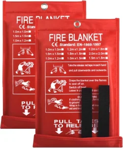 Fiberglass Fire Blanket Fire Suppression Blanket for Kitchen Bedroom Emergency Safety White Silicon Coated Oxford
