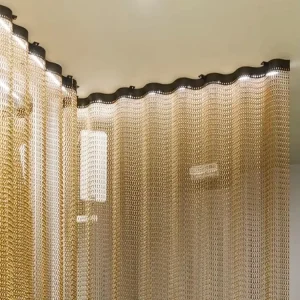 Fireproof Fireplace Metal Mesh Curtain Chain Link Type Background Curtain Flexible Led Mesh Curtain