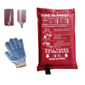 Fireproof Set Stainless Steel Hooks Emergency Fire Blanket CE En1869 for Kitchen Home