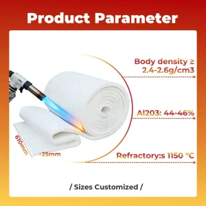 Food Grade Safe Ceramic Fiber Blanket for Pizza Oven Insulation High Density Heat Resistant Refractory Mat