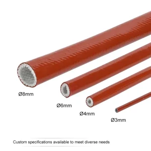 Glass Fiber Braided Insulation Pipe for Hydraulic Hose Protect Electrical Guard Cable Fire Resistant Silicone Fiberglass Sleeve