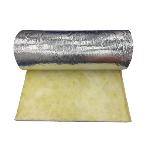 HVAC DUCT WRAP Fiberglass Insulation Roll 25mm 12kg m3 Glass Wool Blanket Class A1 Fire Rated Faced With FSK Aluminum Foil