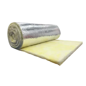 HVAC DUCT WRAP Fiberglass Insulation Roll 25mm 16kg/m3 Glass Wool Blanket Class A1 Fire Rated Faced with FSK Aluminum Foil