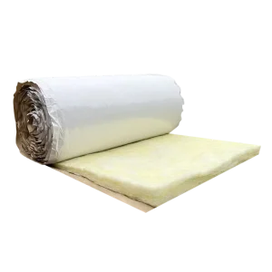 HVAC Fiberglass Insulation Roll 25mm 16kg/m3 DUCT WRAP Glass Wool Blanket Class A1 Fire Rated Faced With WMSK White Facing
