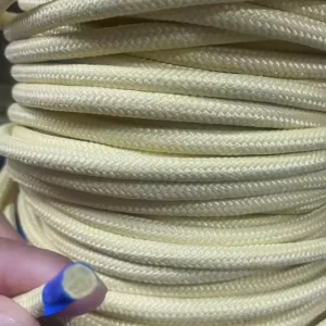 High Performance Double Braided 48 Strand 12mm Yellow Aramid Fiber Rope Heat Resistant Flame Retardant Heat Insulation