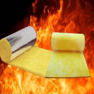 High Temp Fireproof ISO Certified Eco Friendly Glass Wool Blanket Yellow Vinyl Facing Home Use Roll