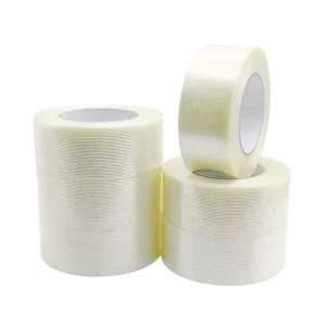 High Temperature 150MIC Fiberglass Steel Packing Reinforced Fiber Tape 3/4 Yds Hot Melt Filament Tape for Carton Sealing