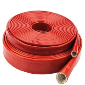 High Temperature Heated Hose Fiberglass Fire Sleeve Silicone Coated Heat Proof Cable Protection Rust Red 6KV-25KV