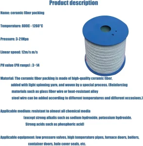 High Temperature Resistant Ceramic Fiber Rope for Furnace Boiler & Industrial Insulation
