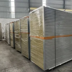 High density Fireproof Eco Friendly Rock Wool Sandwich Panel for Cold Room & Hotel Use Exterior Wall Insulation Board