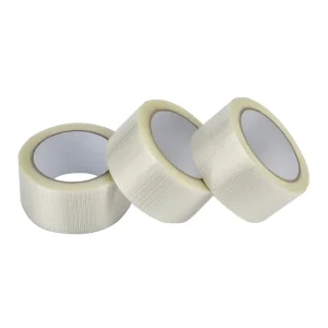 Hot Melt Adhesive Cross Weave Fiberglass Tape 550 Celsius Resistant for Lithium Battery Pack Carton Sealing Direct Manufacturer
