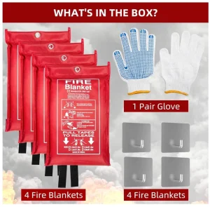 Industrial Fire Emergency Blanket Fire Resistant Blanket 1m x 1m for Restaurant Hotel Safety