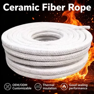 LKT High alumina Heat resistant Braided Ceramic Fiber Rope for Kiln Door Sealing 10000 50000mm