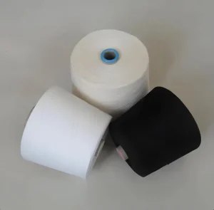 MVS NE 30 1 75% Black Polyester and 25% Raw White Viscose Vortex Blended Yarn for Knitting and Weaving