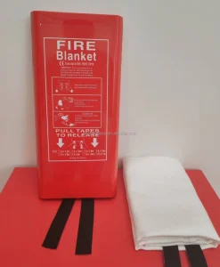 Multi Purpose White Fiberglass Fire Blanket Heat Resistant Two Grommets on Each Corner for Fire Fighting and Welding