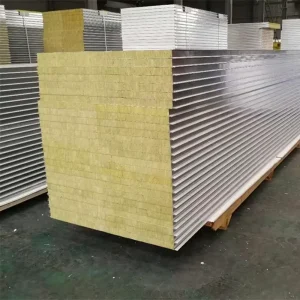 Outdoor Rock Wool Sandwich Panels Color Steel Fireproof Insulated Partitions for Warehouse Use Clean Room Durable