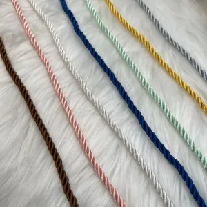 Polyester 5MM Round 3 Strands Braided Rope Soft Silk Feel Multi Color Choice for Clothing Decoration in Stock