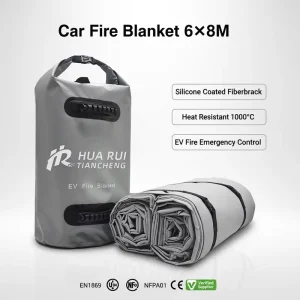 Premium Silicone Coated Fiberglass Car Fire Blanket 6*8M / 6*9M Reusable Heavy Duty Fireproof Cover