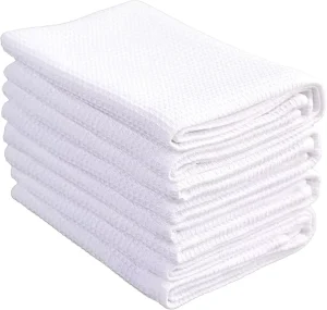 Recycle Polyester Custom White Microfiber Waffle Towels for Printing for Kitchen Waffle Towels