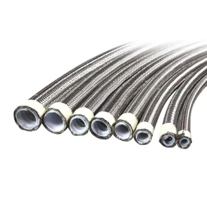 SAE 100R14 Flexible Fiber Cover PTFE Hose For Delivery Chemical Fuild